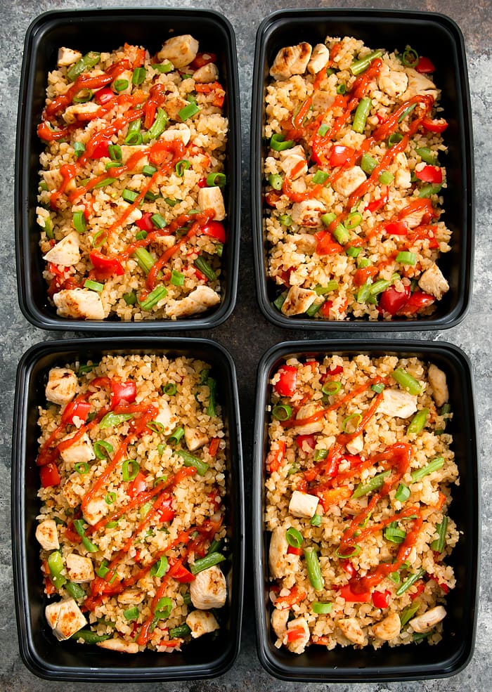 Low Carb Sriracha Cauliflower Fried Rice: Healthy Meal Prep in 25 Minutes